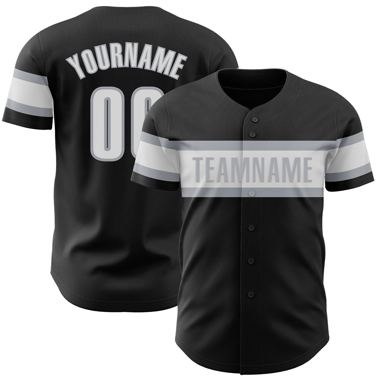 Custom Black White-Gray Authentic Baseball Jersey - Main View