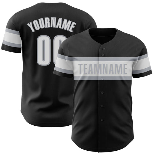 Custom Black White-Gray Authentic Baseball Jersey - Main View