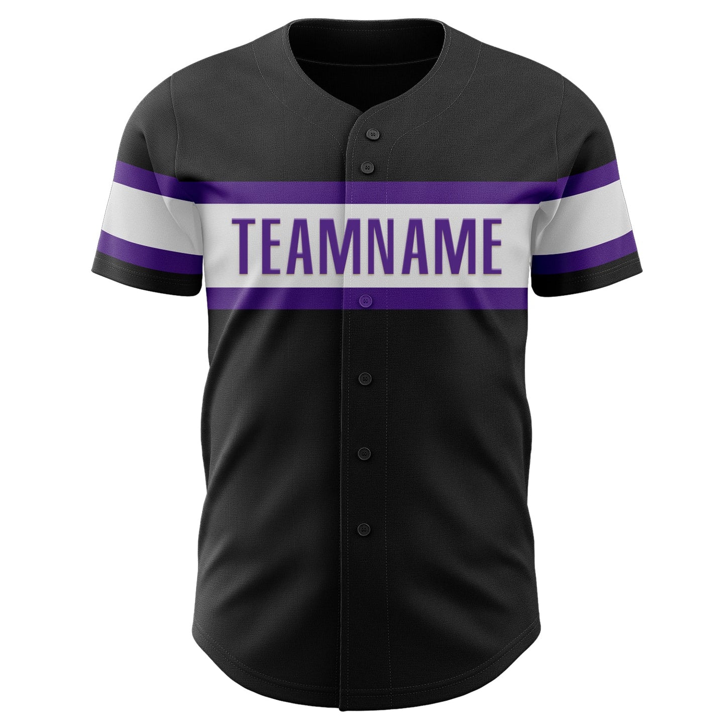 Custom Black White-Purple Authentic Baseball Jersey view 2