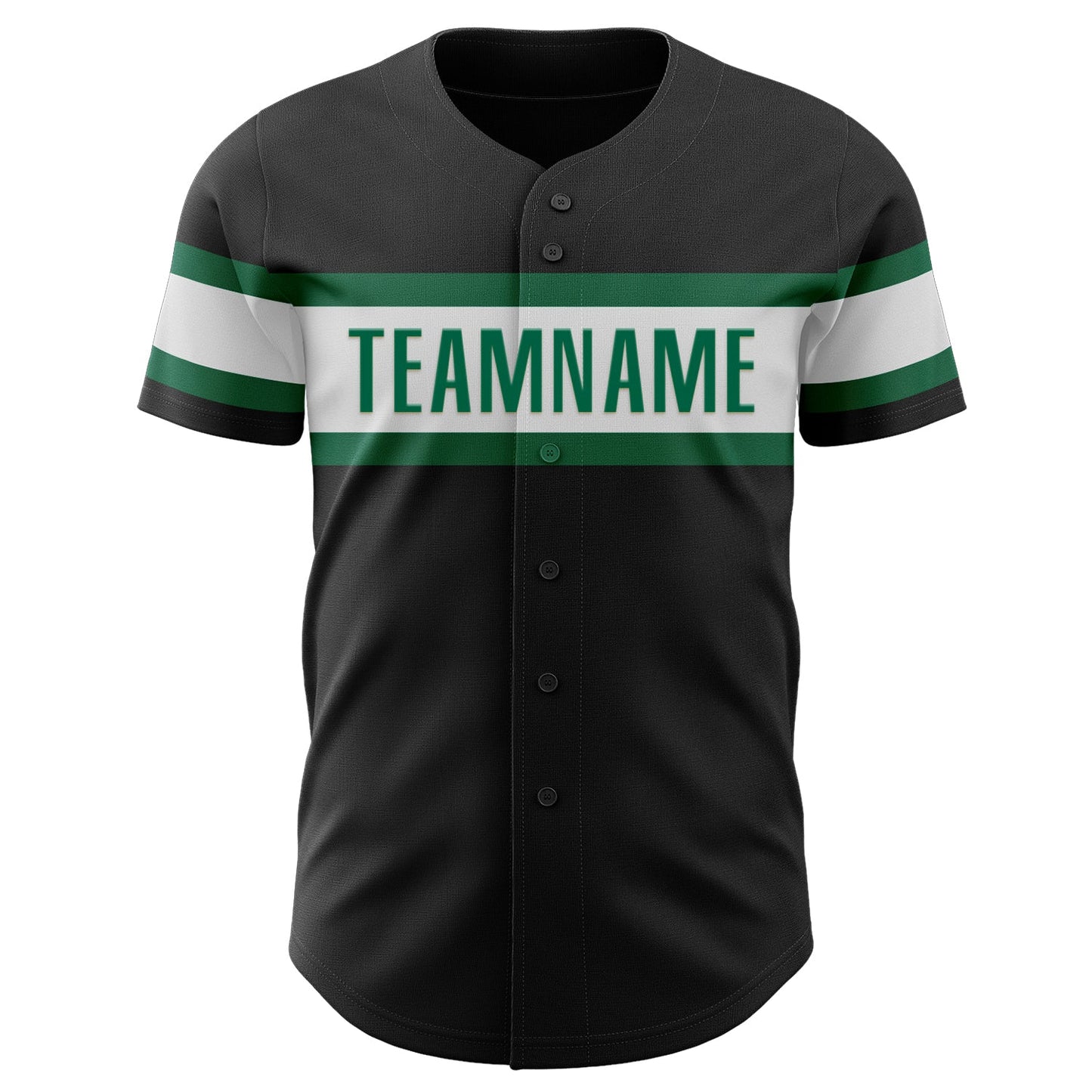 Custom Black White-Kelly Green Authentic Baseball Jersey view 2