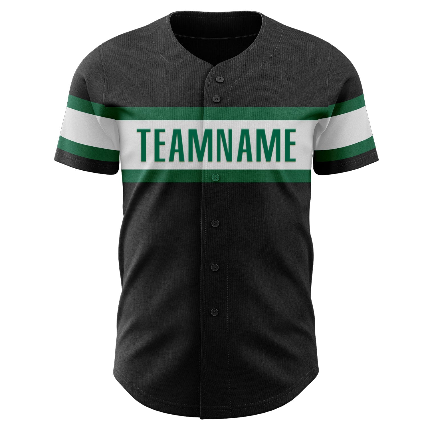 Custom Black White-Kelly Green Authentic Baseball Jersey view 2