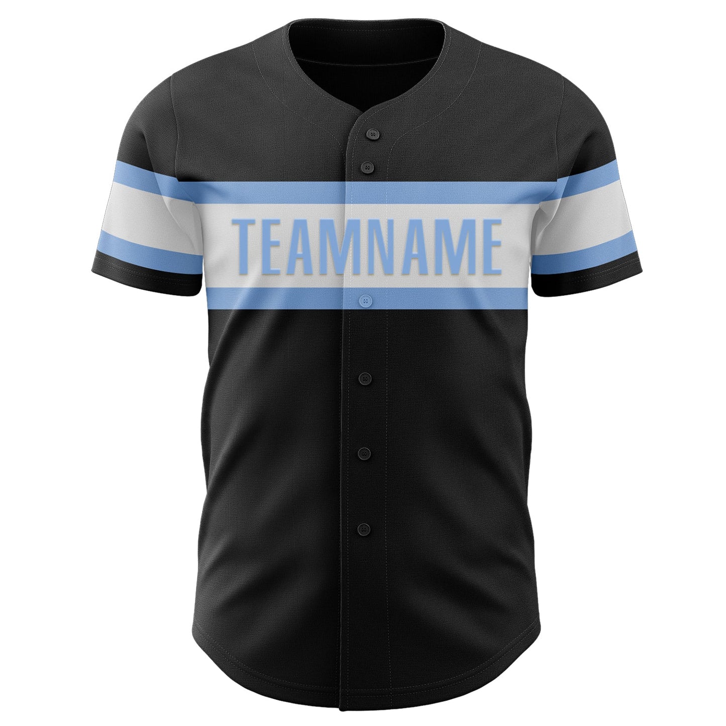 Custom Black White-Light Blue Authentic Baseball Jersey view 2