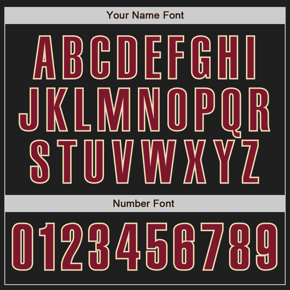 Custom Black Crimson-Cream Authentic Baseball Jersey view 5