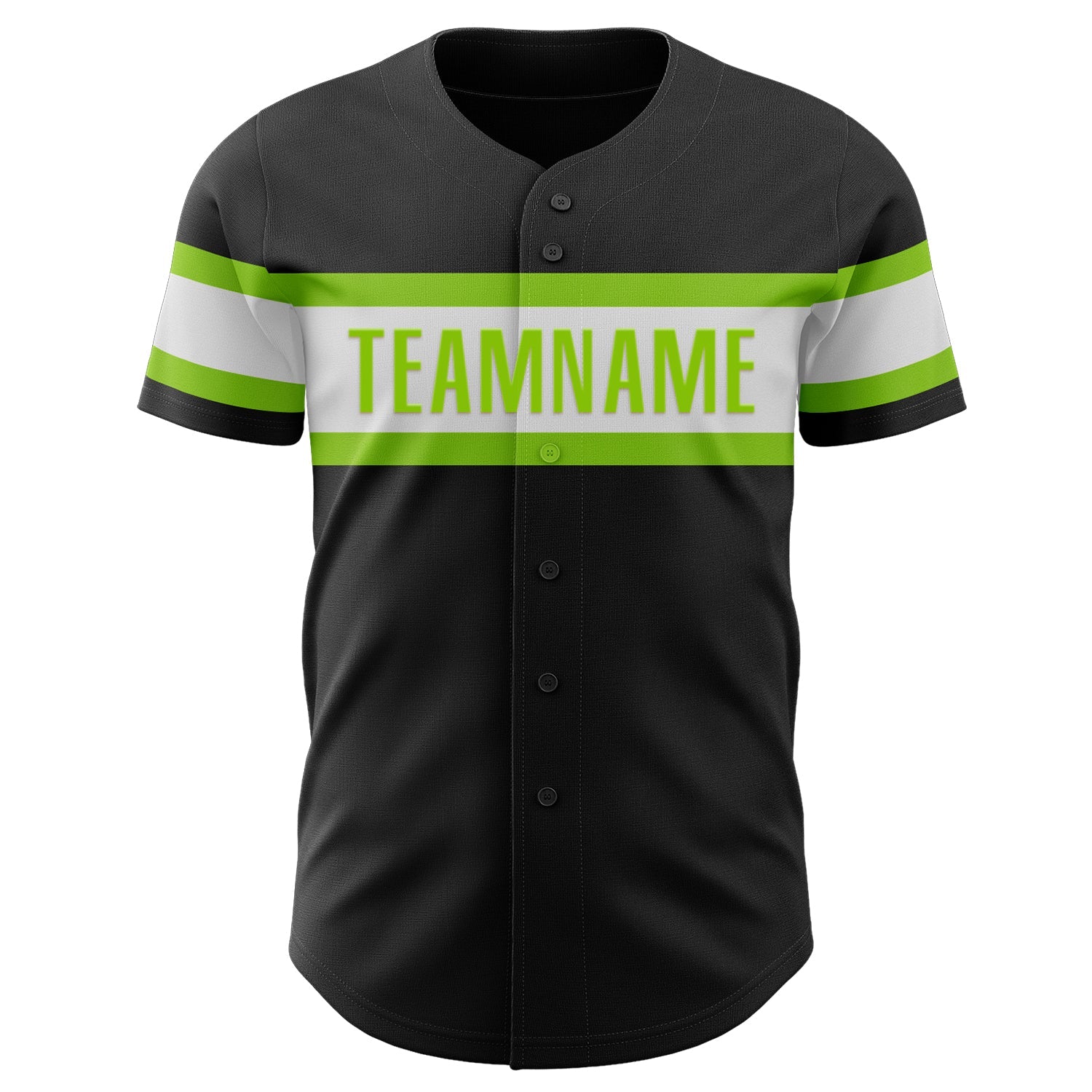 Custom Black White-Neon Green Authentic Baseball Jersey view 2
