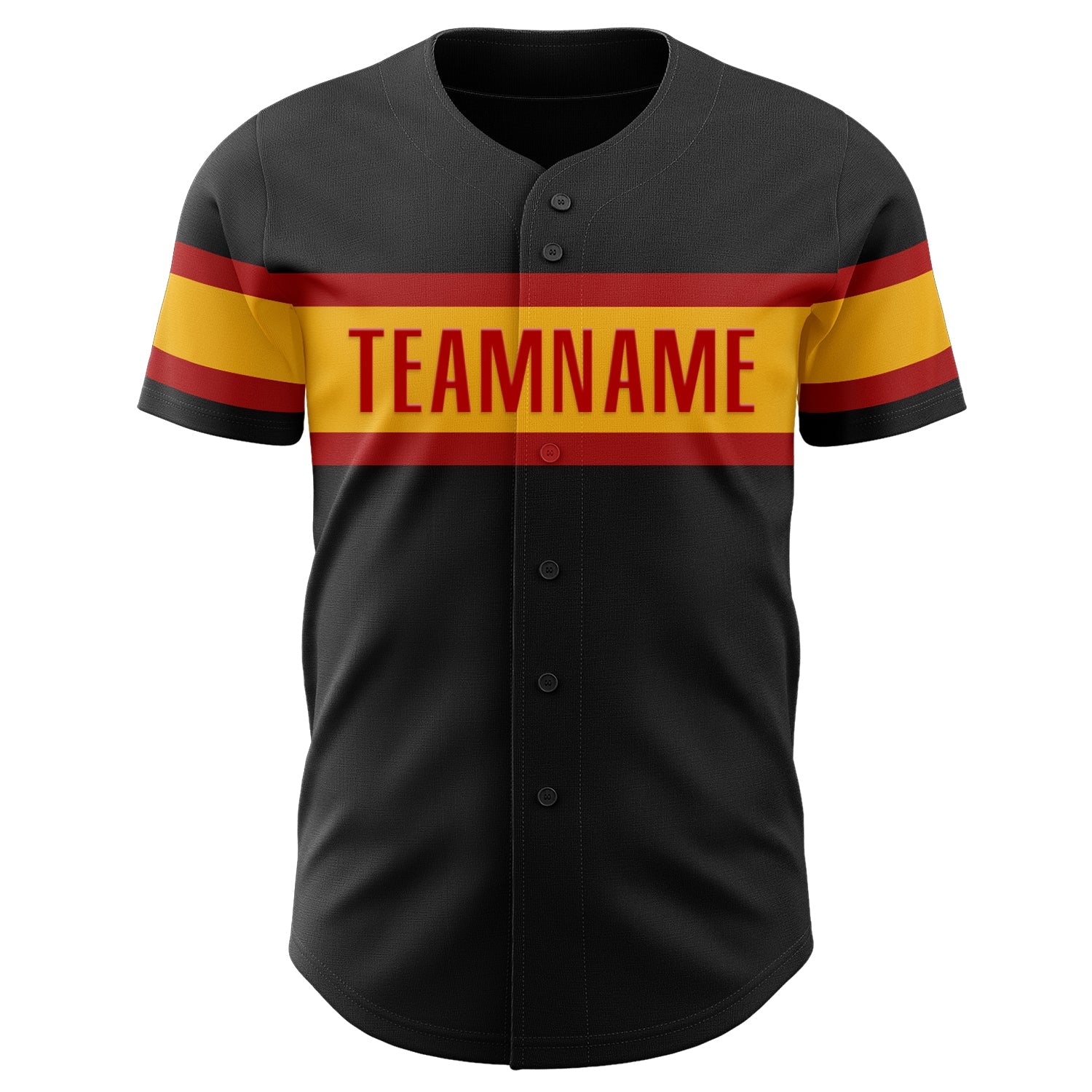 Custom Black Red-Gold Authentic Baseball Jersey view 2