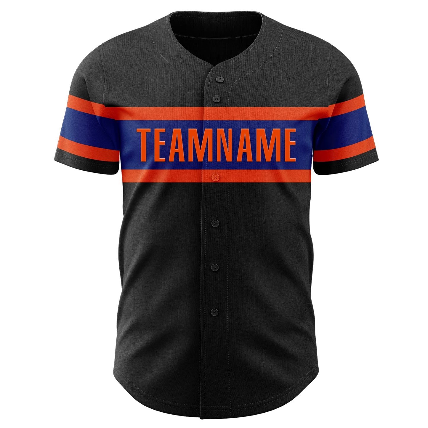 Custom Black Royal-Orange Authentic Baseball Jersey view 2