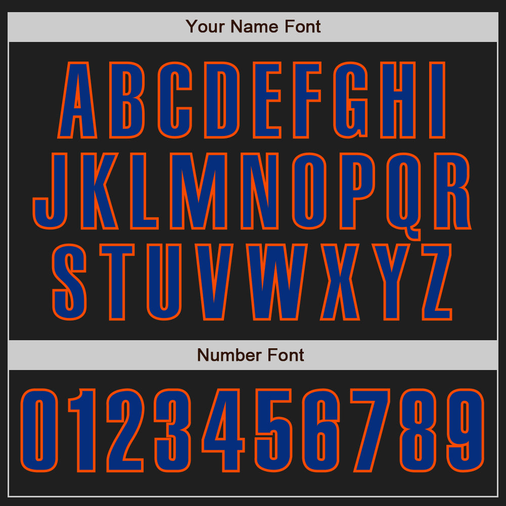 Custom Black Royal-Orange Authentic Baseball Jersey view 5