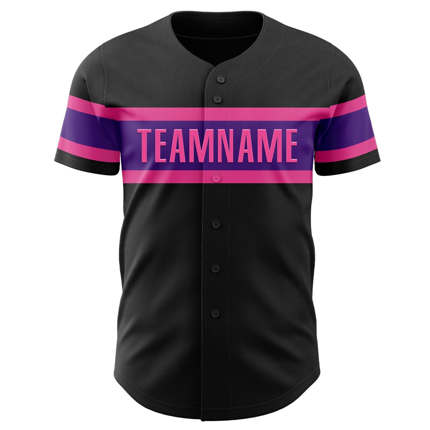Custom Black Purple-Pink Authentic Baseball Jersey view 2