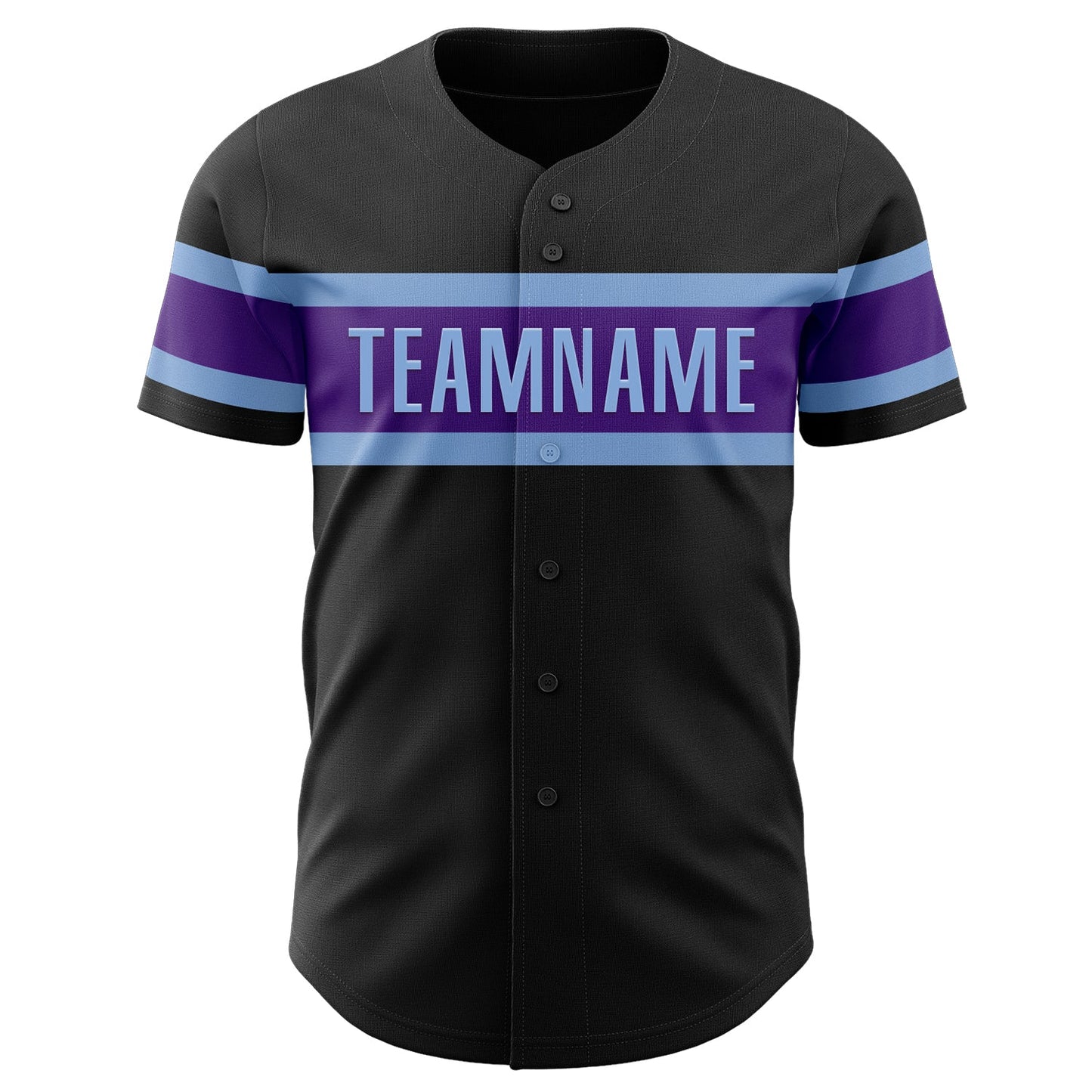 Custom Black Purple-Light Blue Authentic Baseball Jersey view 2