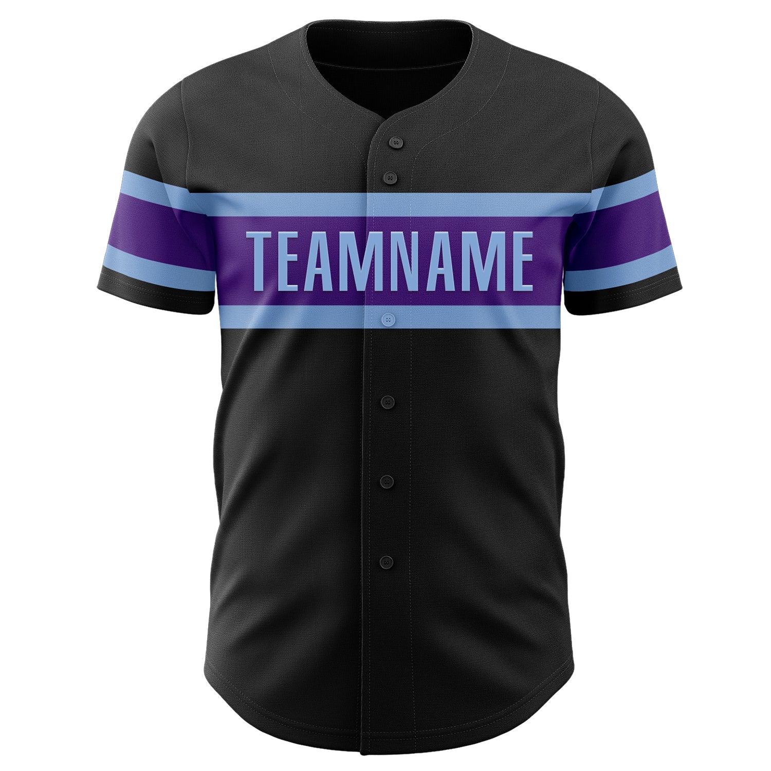 Custom Black Purple-Light Blue Authentic Baseball Jersey view 2