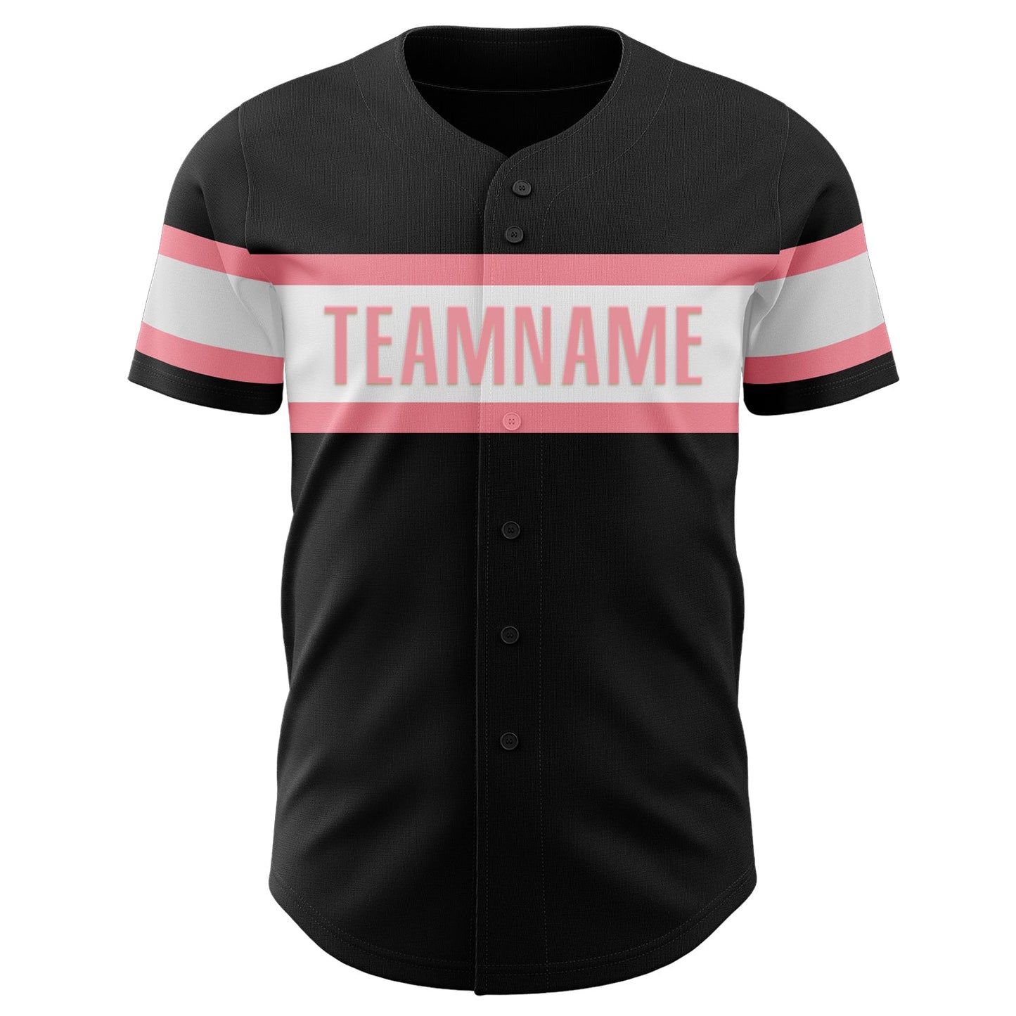 Custom Black White-Medium Pink Authentic Baseball Jersey view 2