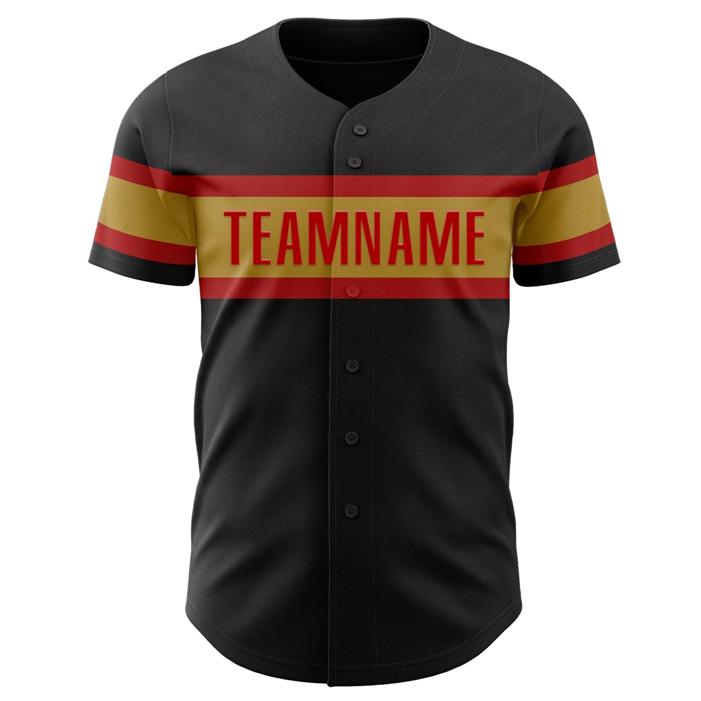Custom Black Old Gold-Red Authentic Baseball Jersey view 2