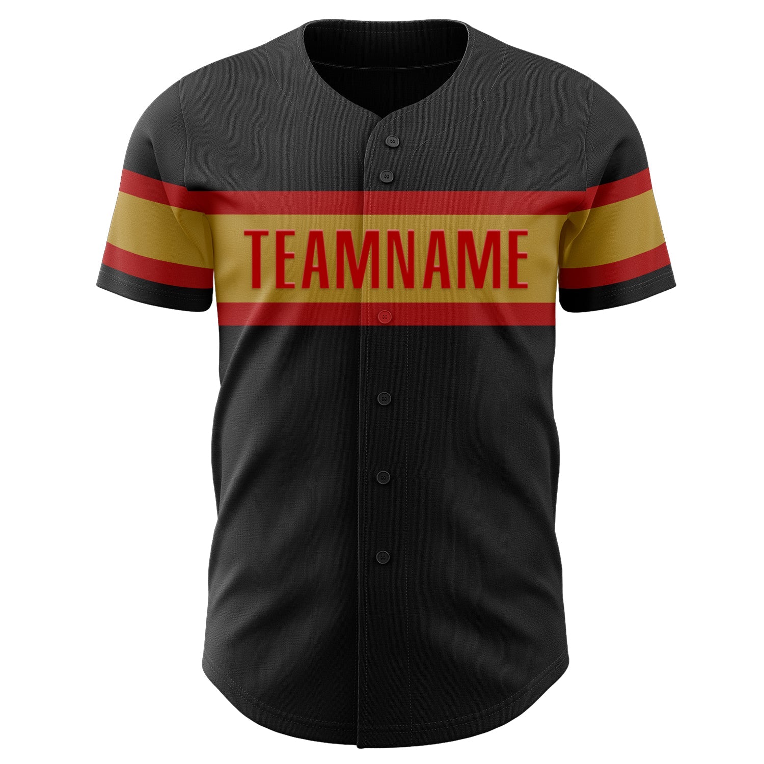 Custom Black Old Gold-Red Authentic Baseball Jersey view 2