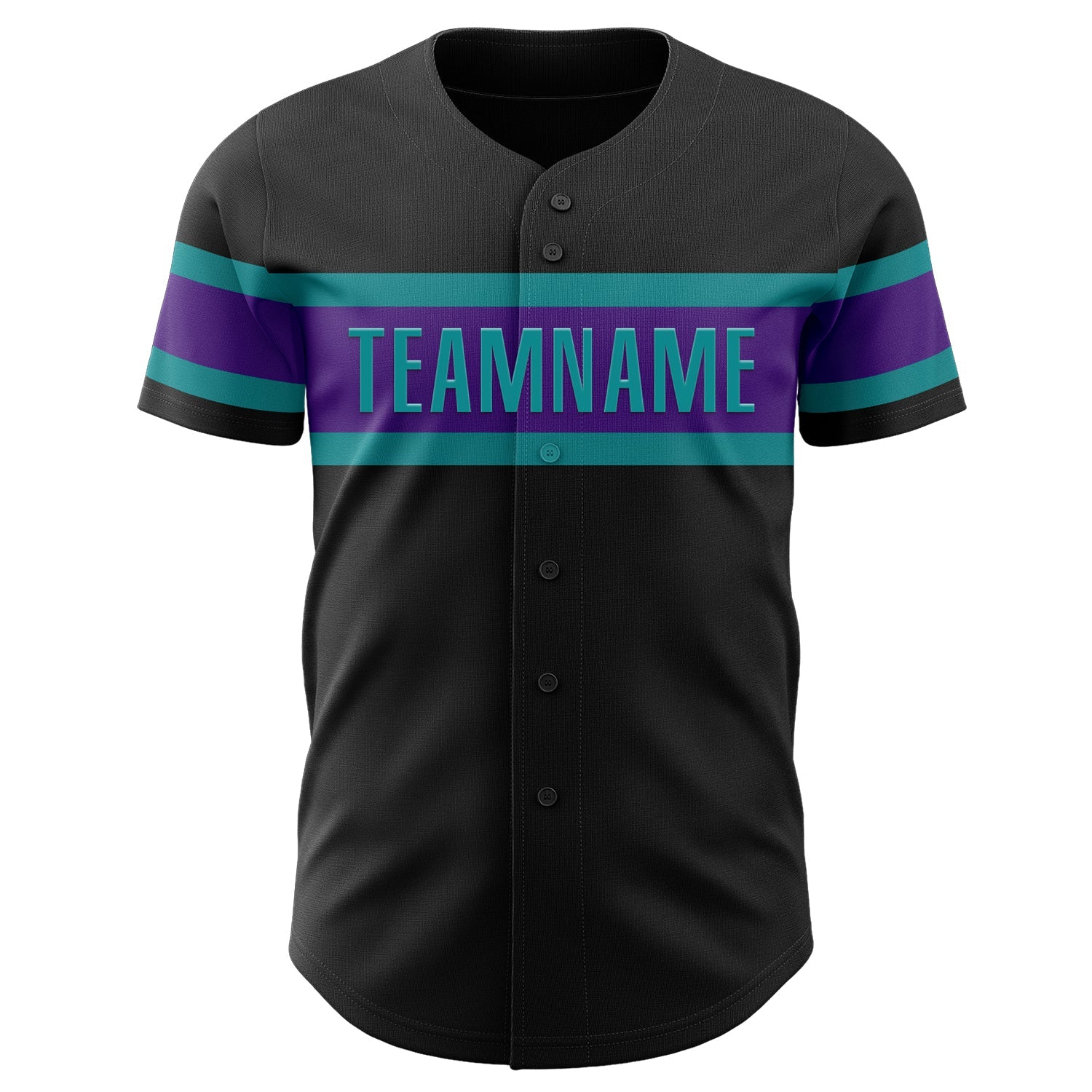 Custom Black Purple-Teal Authentic Baseball Jersey view 2