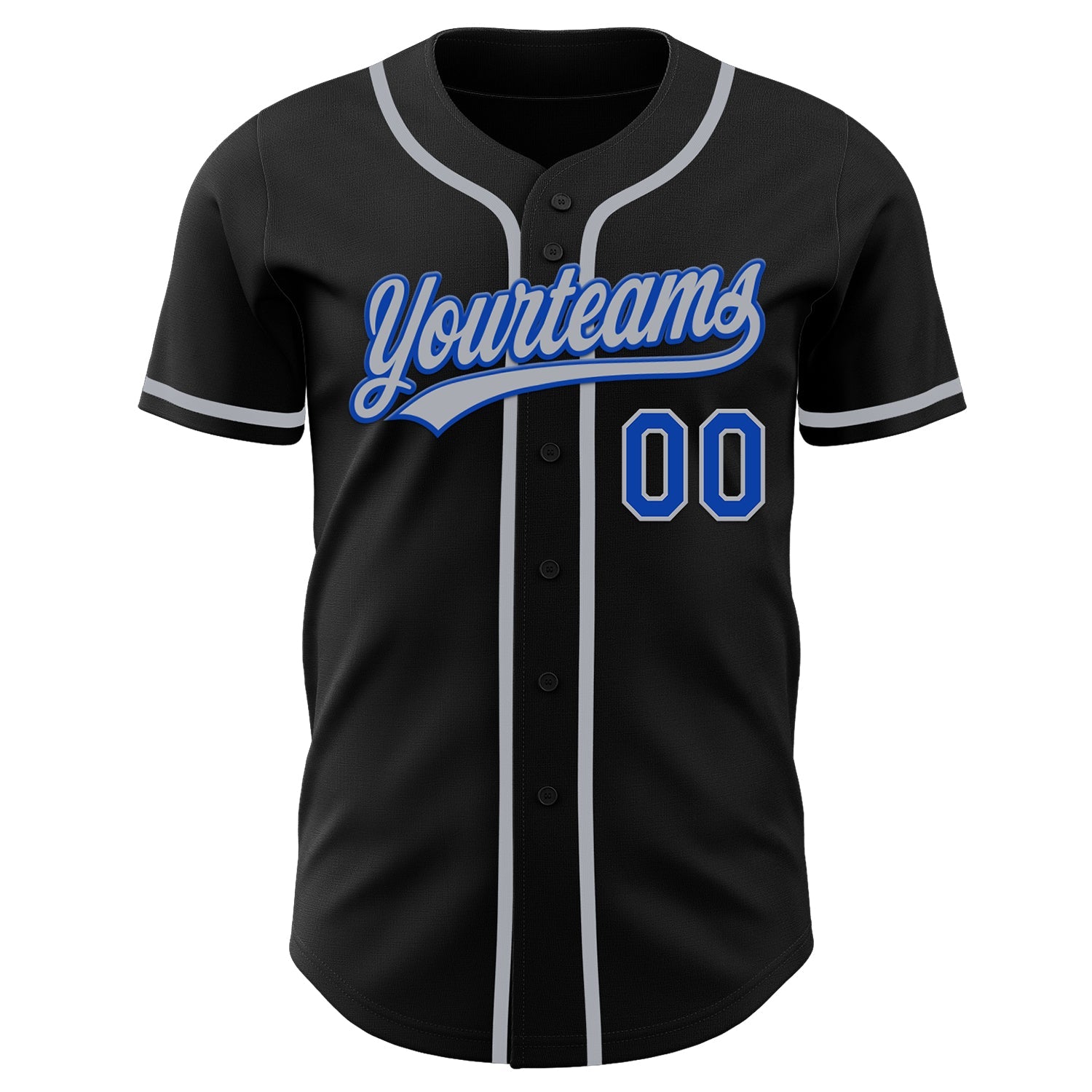 Custom Black Thunder Blue-Gray Authentic Baseball Jersey view 2