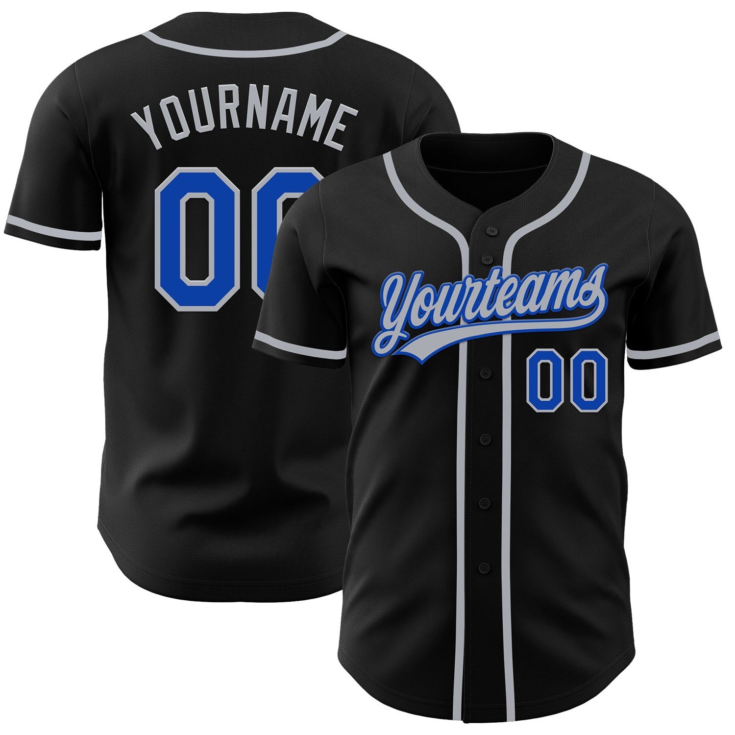 Custom Black Thunder Blue-Gray Authentic Baseball Jersey - Main View