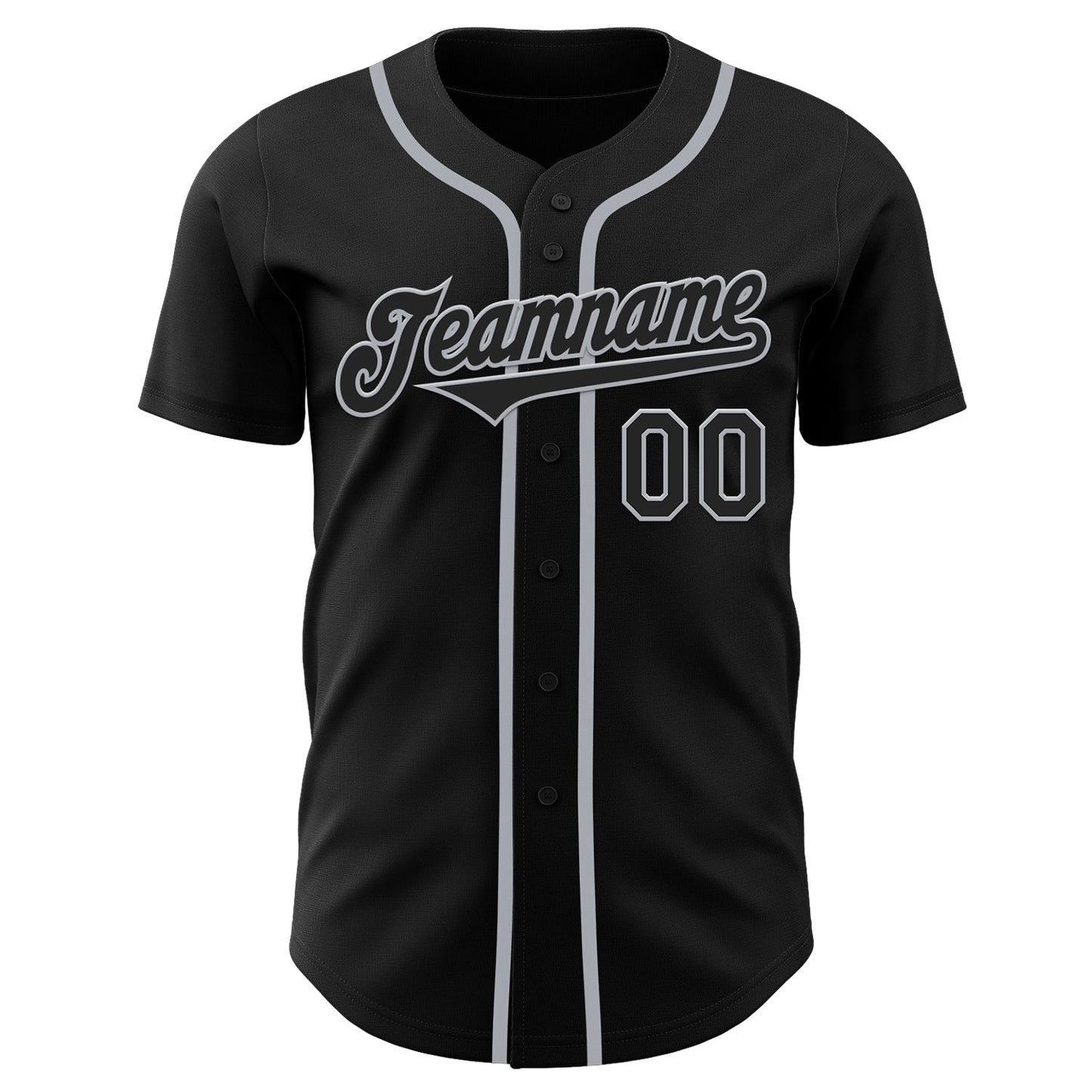 Custom Black Gray Authentic Baseball Jersey view 2