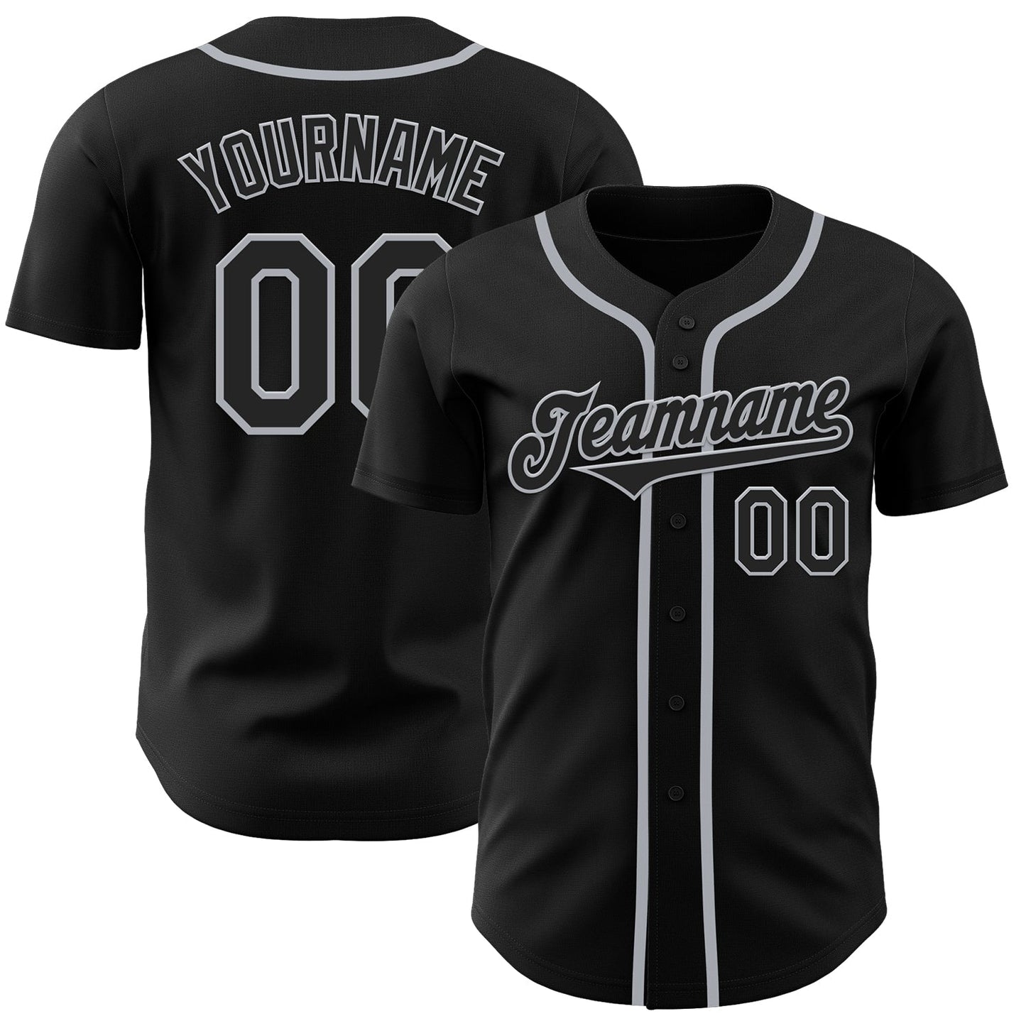 Custom Black Gray Authentic Baseball Jersey - Main View