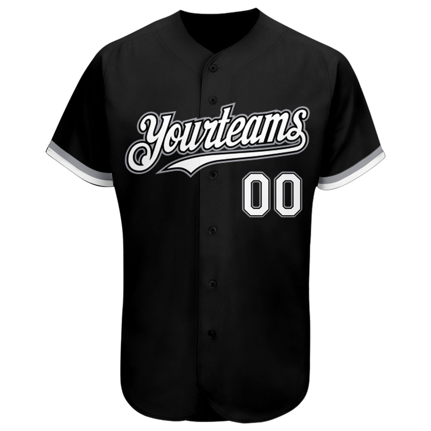 Custom Black White-Gray Authentic Baseball Jersey view 2