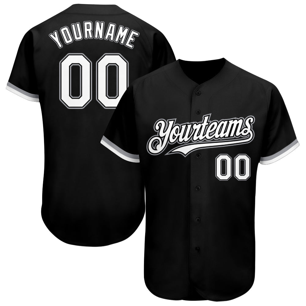 Custom Black White-Gray Authentic Baseball Jersey - Main View