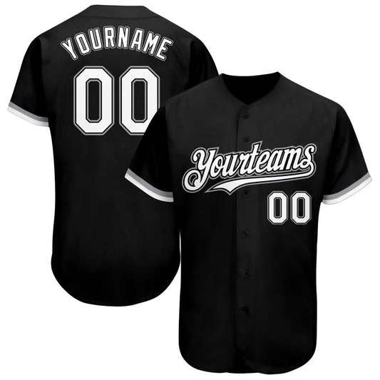 Custom Black White-Gray Authentic Baseball Jersey - Main View