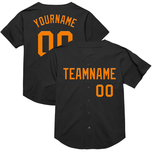 Custom Black Bay Orange Mesh Authentic Throwback Baseball Jersey - Main View