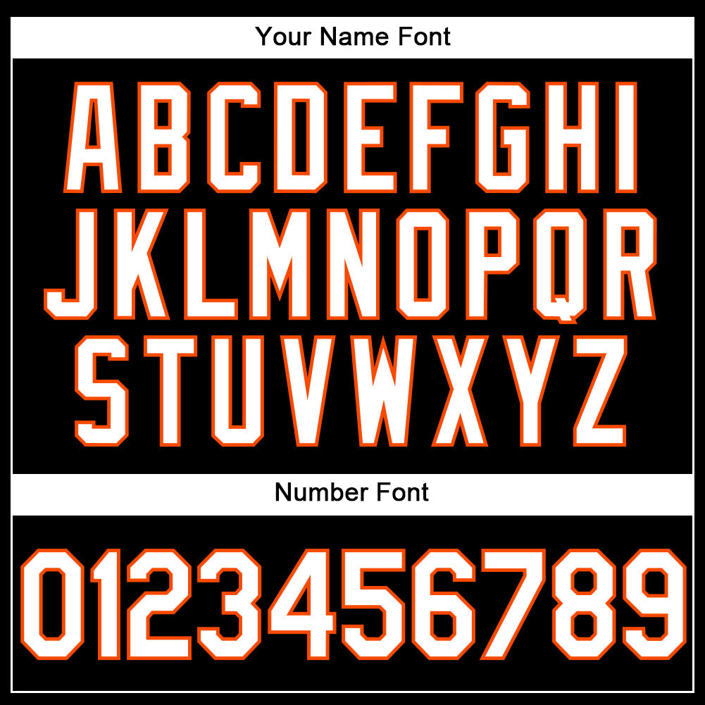 Custom Stitched Black White-Orange Sports Pullover Sweatshirt Hoodie view 5