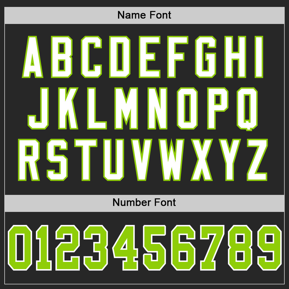 Custom Black Neon Green-White Mesh Authentic Throwback Football Jersey view 4