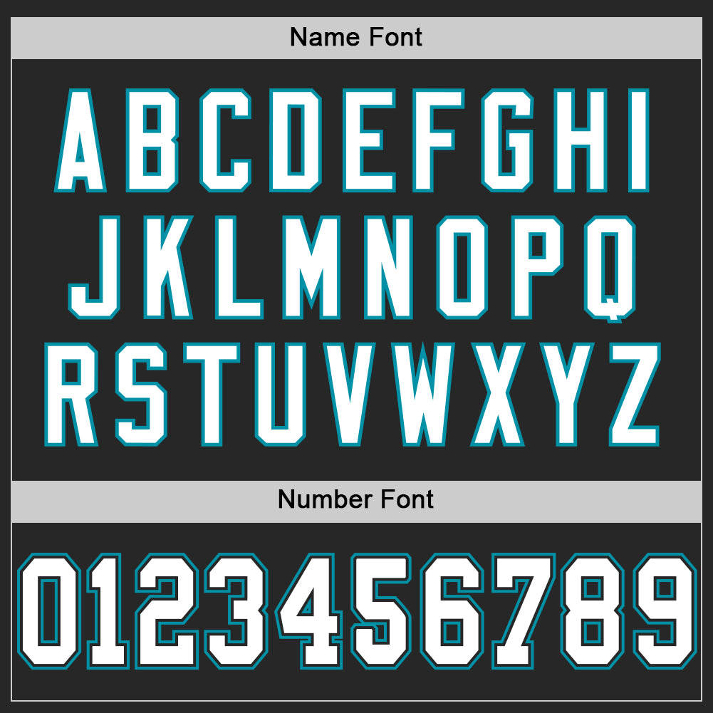 Custom Black White-Teal Mesh Authentic Throwback Football Jersey view 4