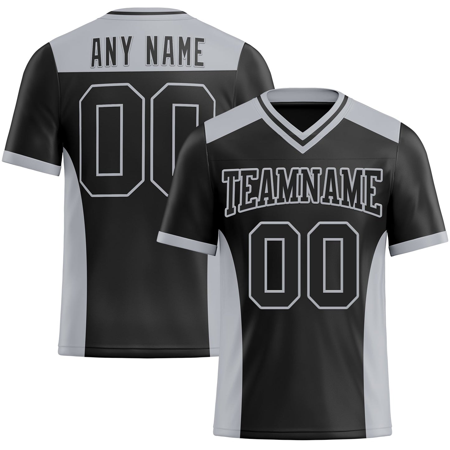 Custom Black Gray Authentic Football Jersey - Main View