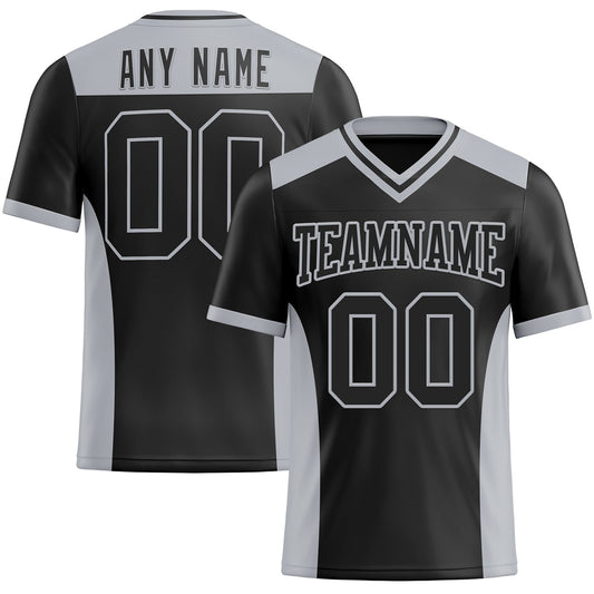 Custom Black Gray Authentic Football Jersey - Main View