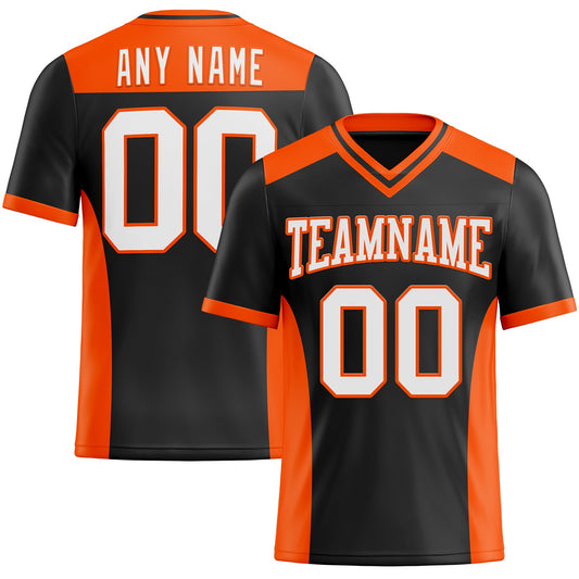Custom Black White-Orange Authentic Football Jersey - Main View