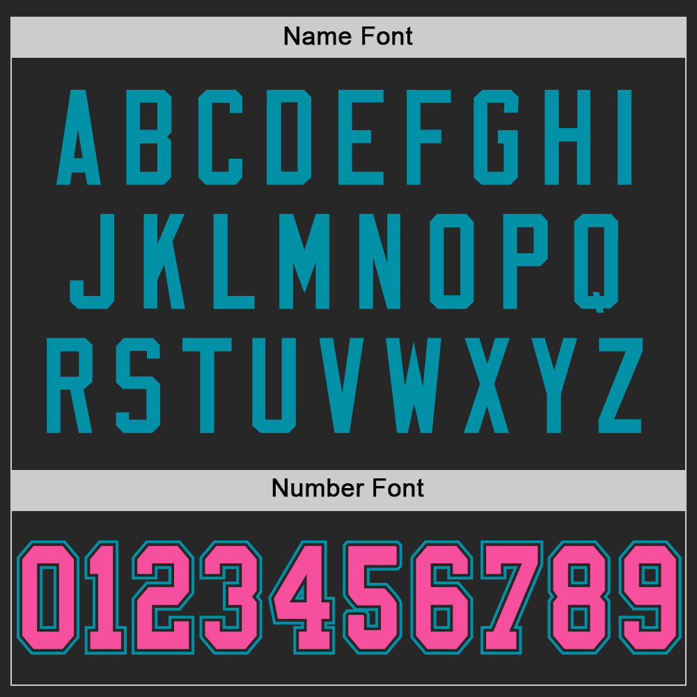 Custom Black Pink-Teal Mesh Authentic Throwback Football Jersey view 4