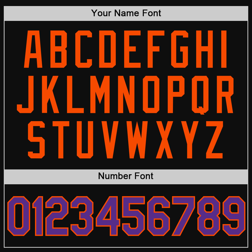 Custom Black Purple-Orange Authentic Throwback Baseball Jersey view 5
