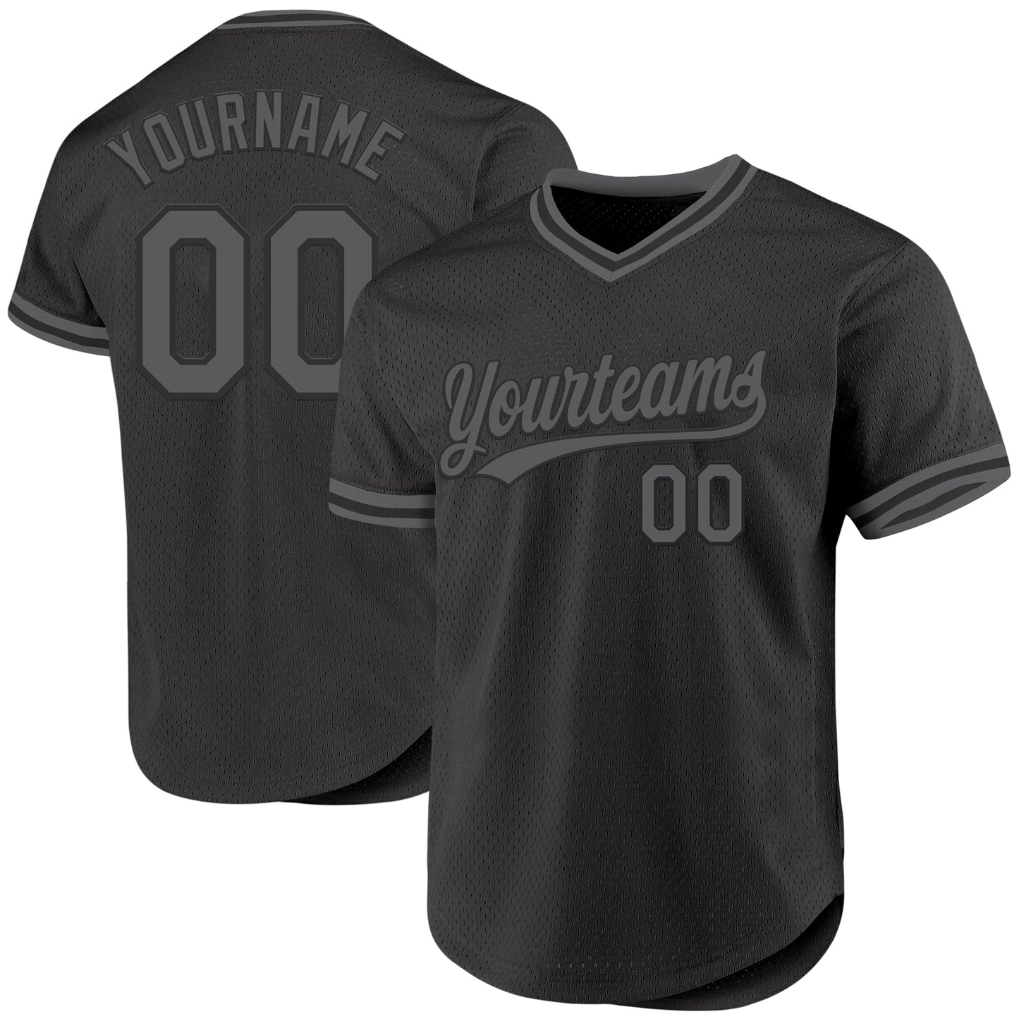 Custom Black Steel Gray Authentic Throwback Baseball Jersey - Main View