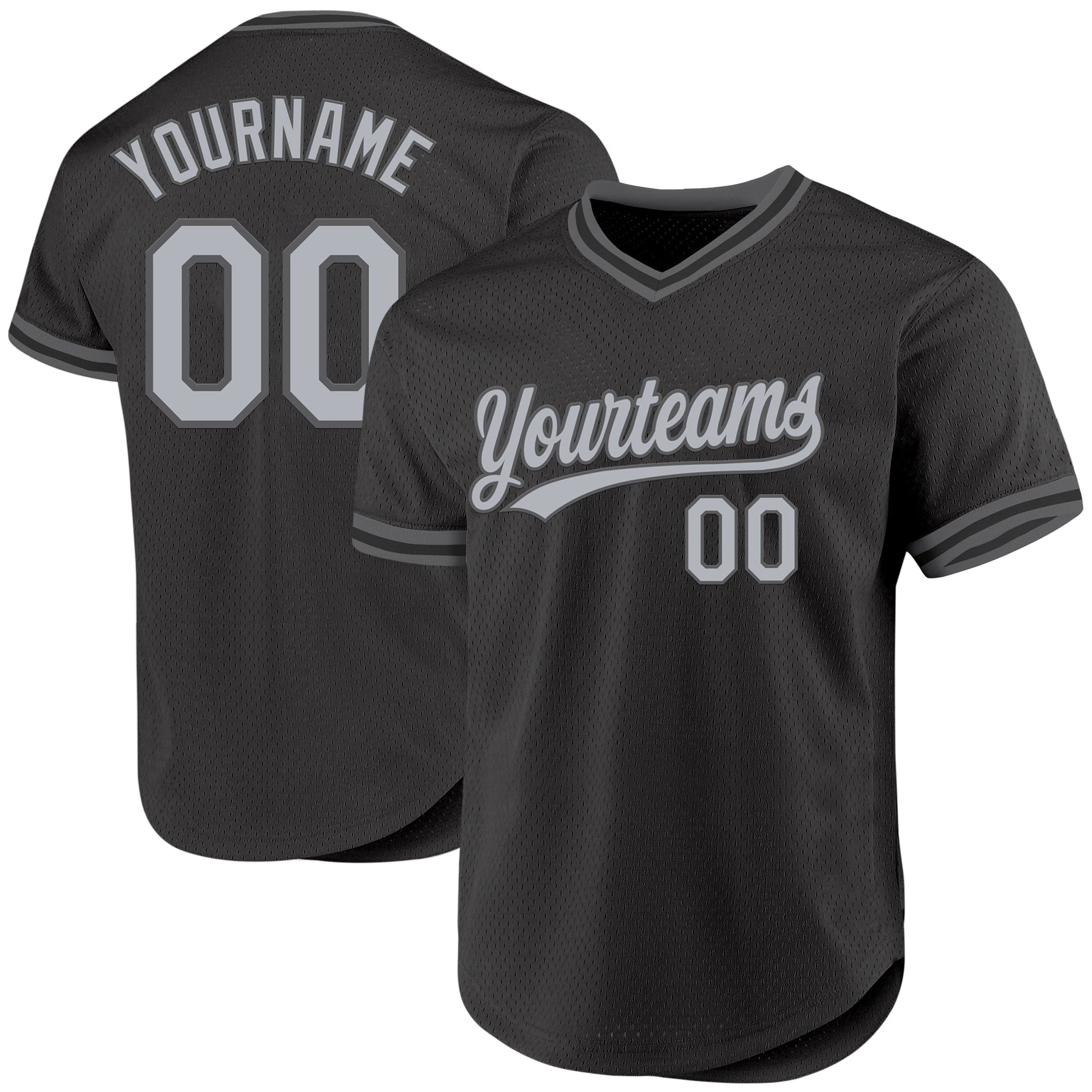 Custom Black Gray-Steel Gray Authentic Throwback Baseball Jersey - Main View