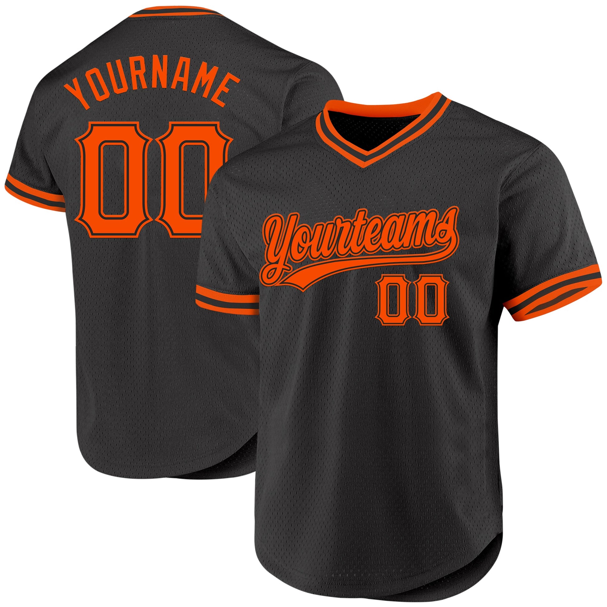 Custom Black Orange Authentic Throwback Baseball Jersey - Main View