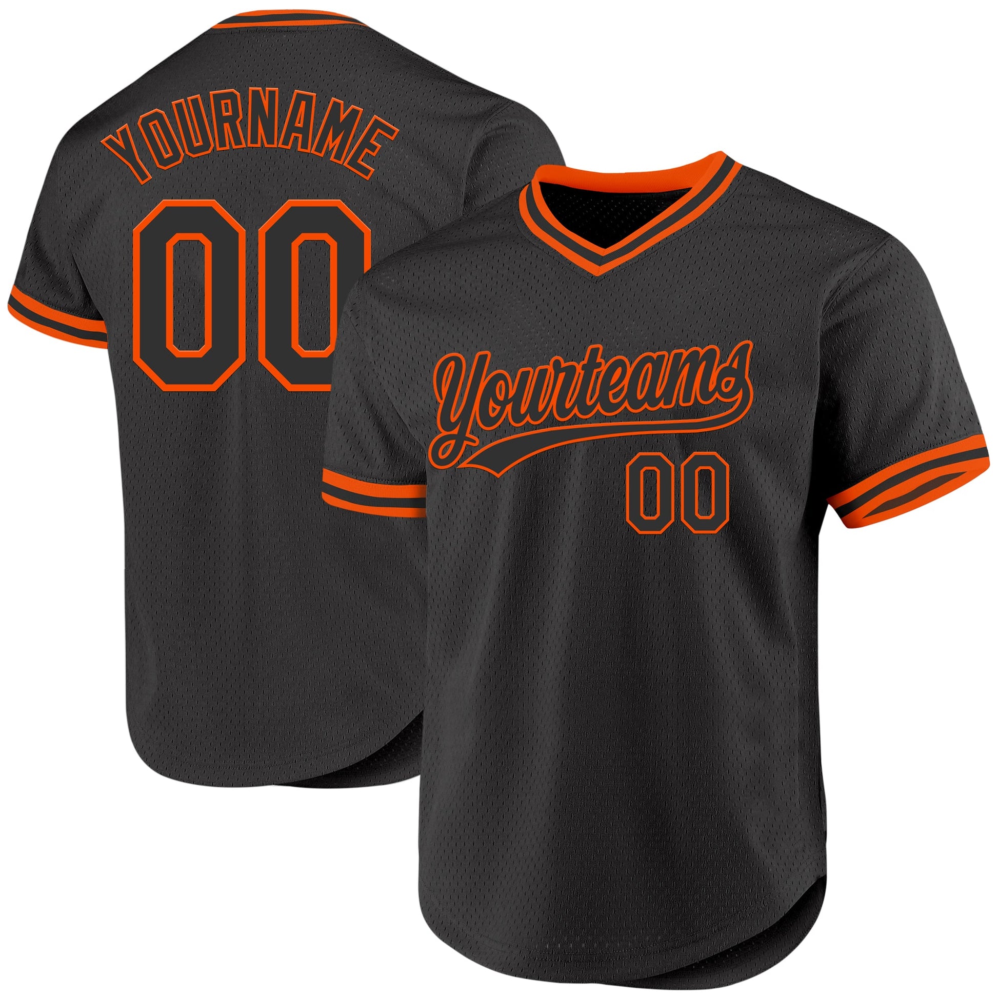 Custom Black Orange Authentic Throwback Baseball Jersey - Main View