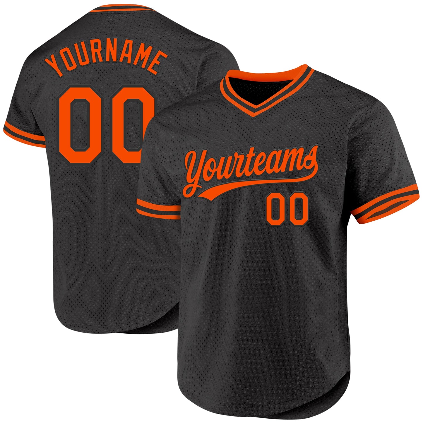 Custom Black Orange Authentic Throwback Baseball Jersey - Main View