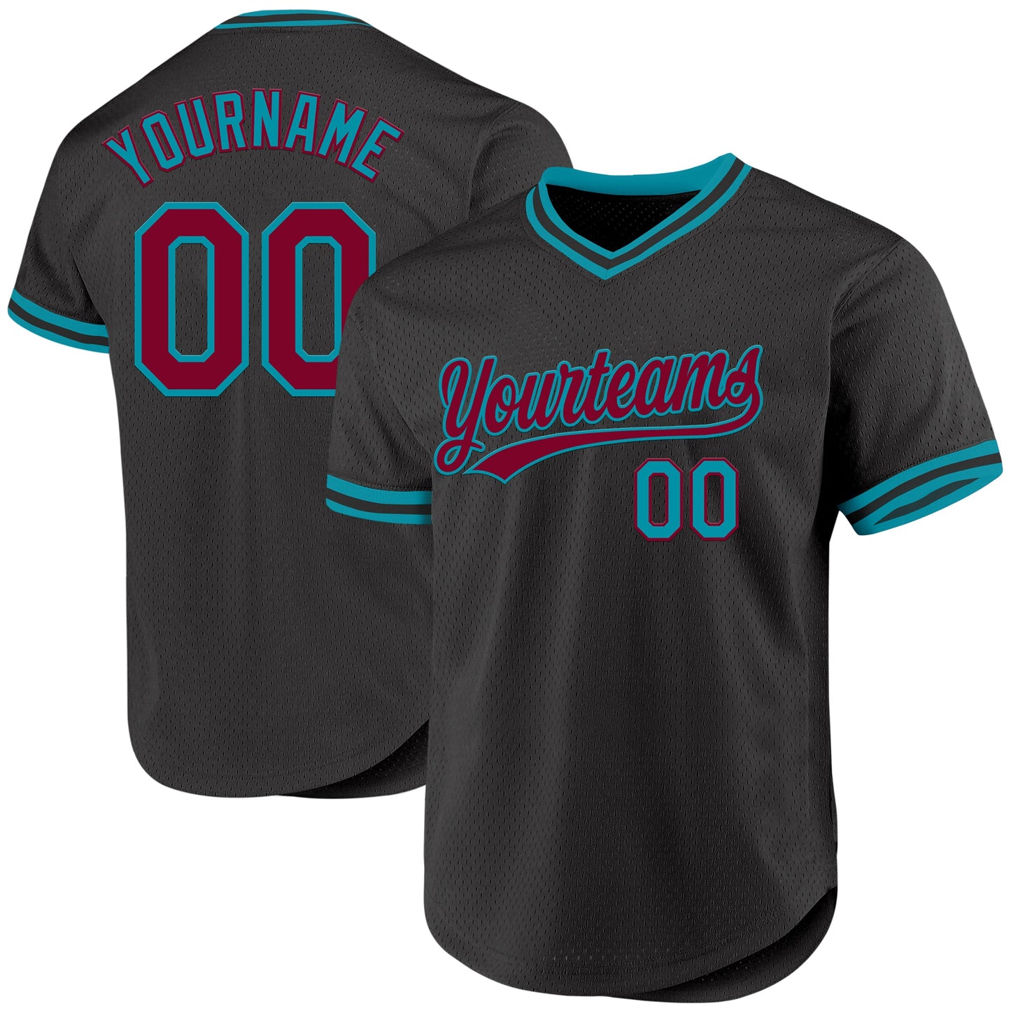 Custom Black Maroon-Yellow Authentic Throwback Baseball Jersey - Main View