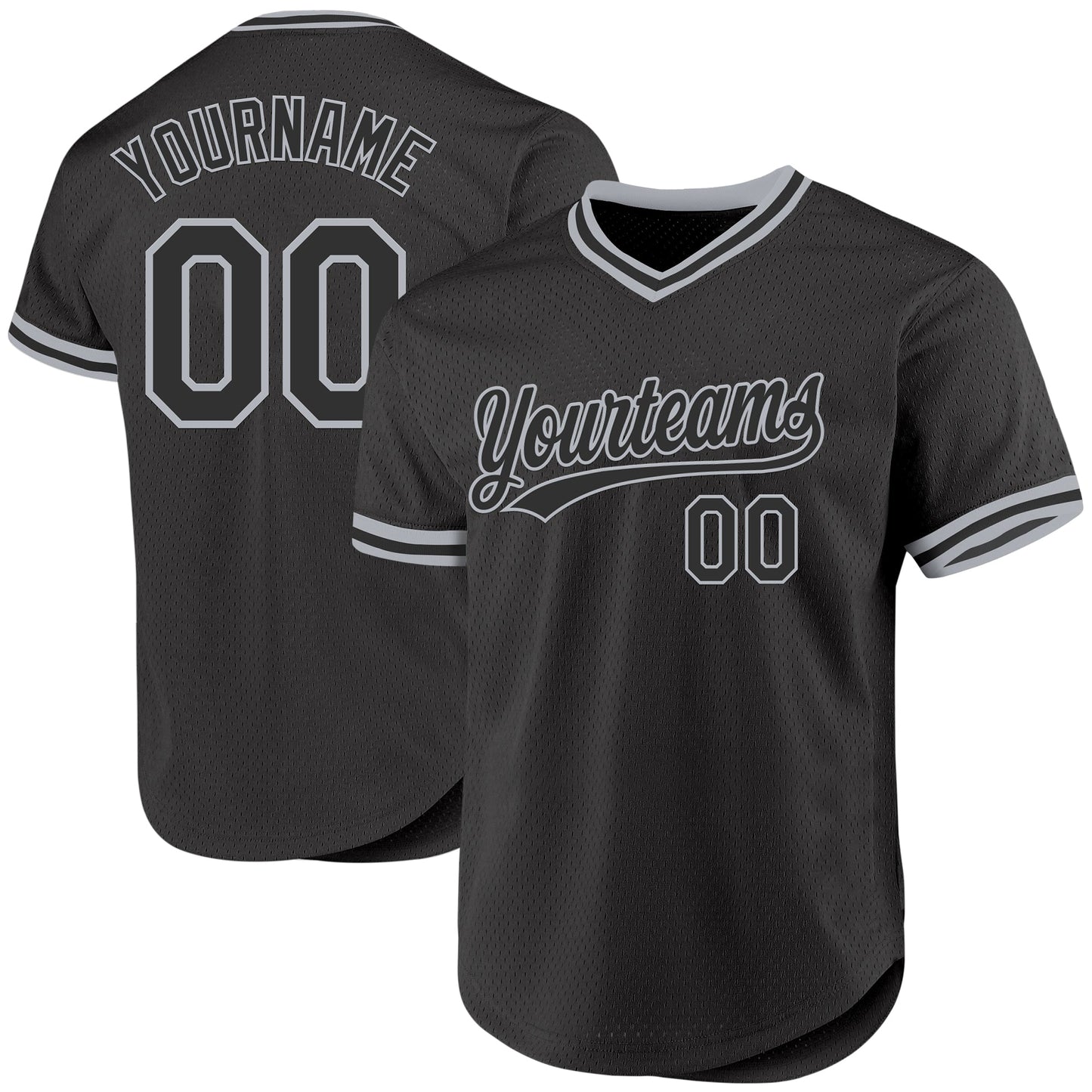 Custom Black Gray Authentic Throwback Baseball Jersey - Main View