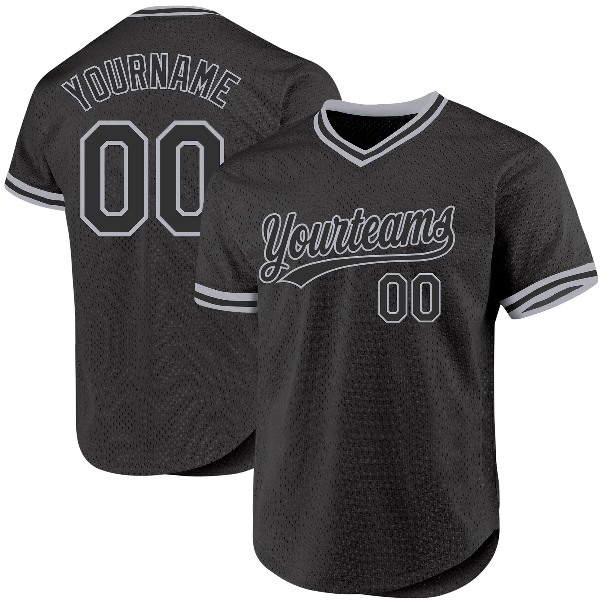 Custom Black Gray Authentic Throwback Baseball Jersey - Main View
