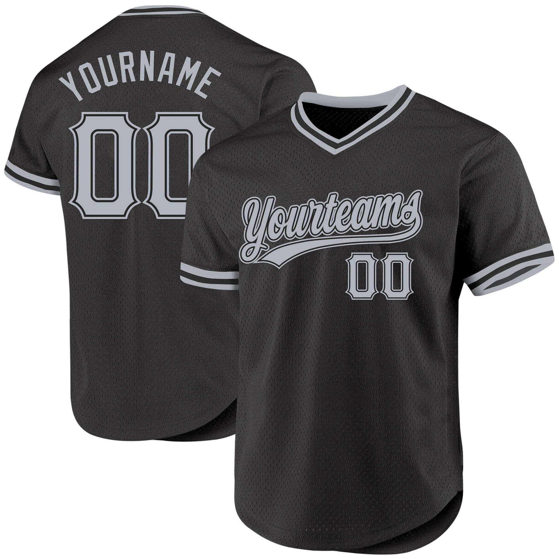 Custom Black Gray Authentic Throwback Baseball Jersey - Main View