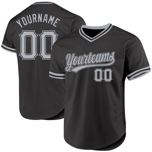 Custom Black Gray Authentic Throwback Baseball Jersey - Main View