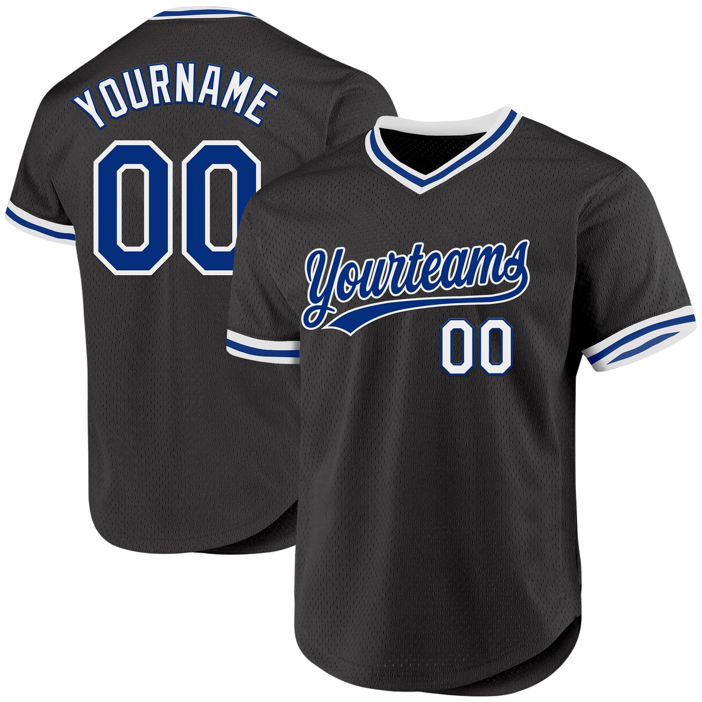 Custom Black Royal-White Authentic Throwback Baseball Jersey - Main View