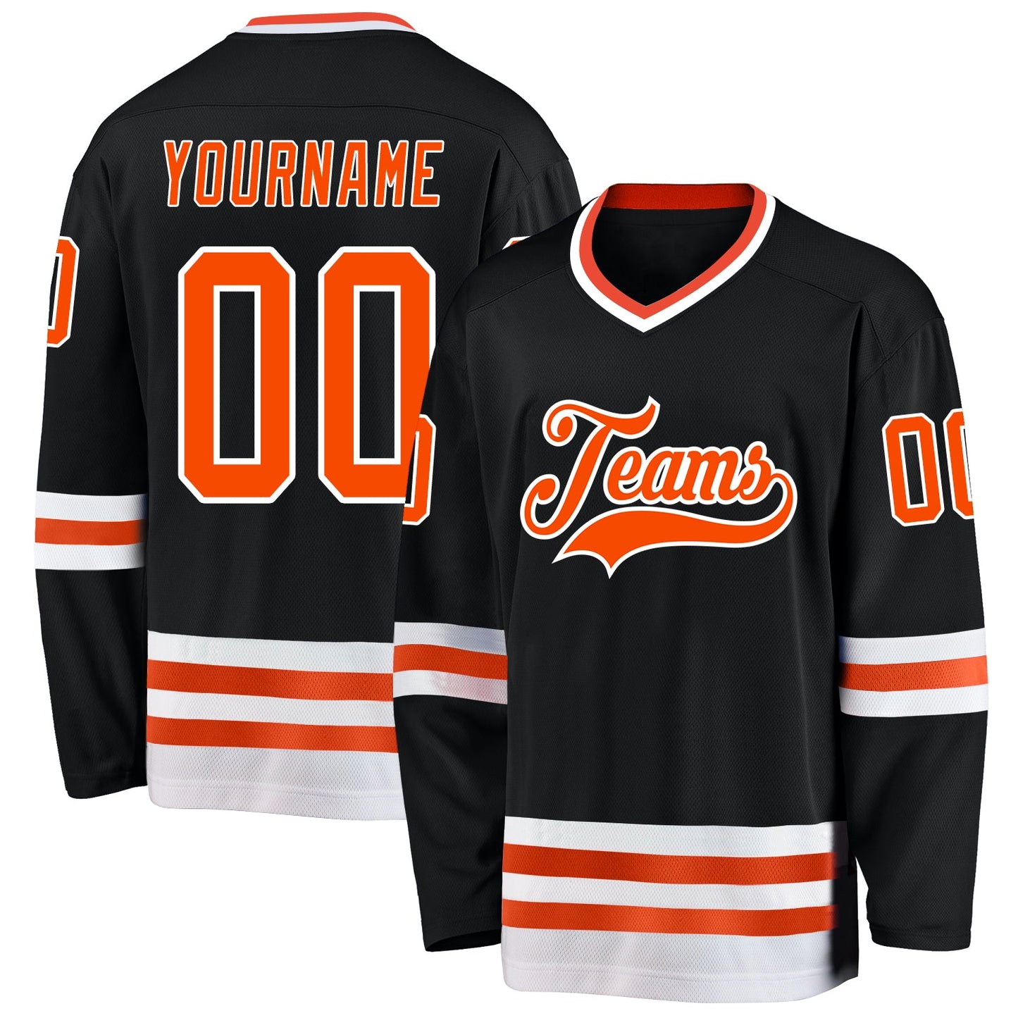 Custom Black Orange-White Hockey Jersey - Main View