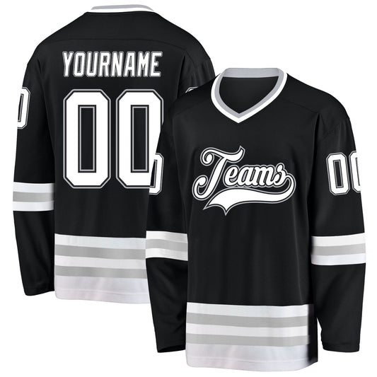 Custom Black White-Gray Hockey Jersey - Main View