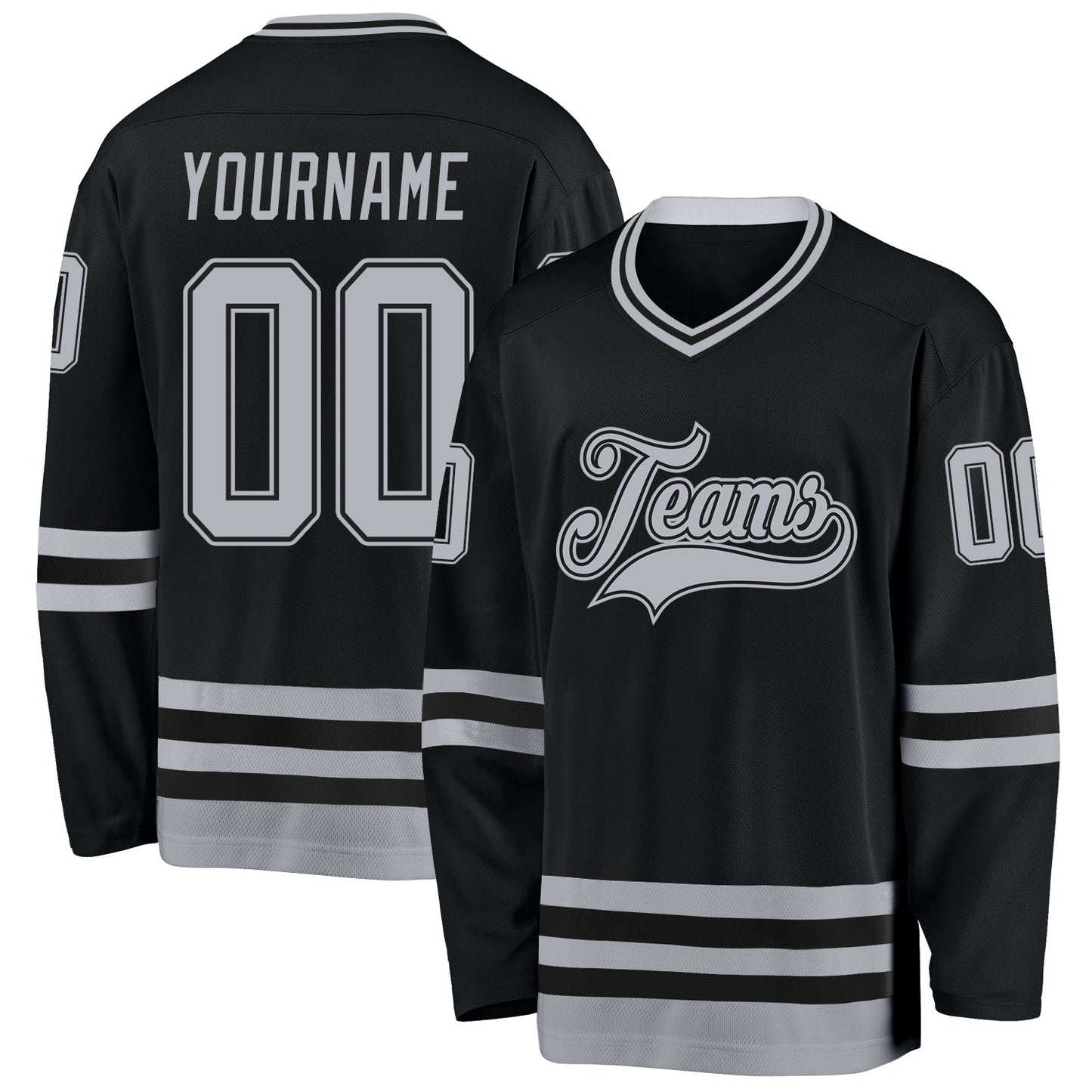 Custom Black Gray Hockey Jersey - Main View