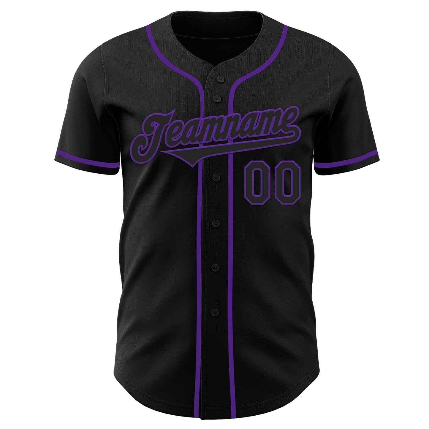 Custom Black Purple Authentic Baseball Jersey view 2
