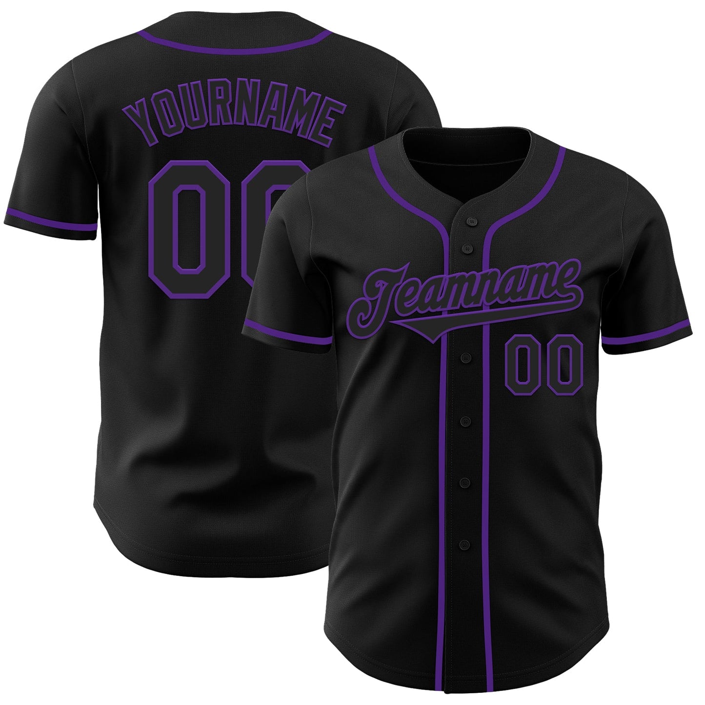 Custom Black Purple Authentic Baseball Jersey - Main View